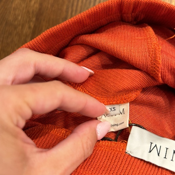 NWT ANIM LIVING KOZA - Straight Leg Knit Pants With Hemstitch Orange - Picture 4 of 6